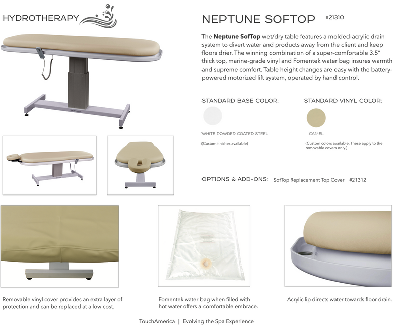 NEPTUNE SOFTOP BATTERY SPA TABLE  - Ultimate Spa Treatment Table for Wet Treatments & Massage