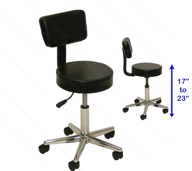 Stool, Pneumatic, Round Seat with Backrest