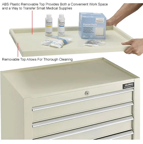 5-Drawer Medical Cart w/ Key Lock