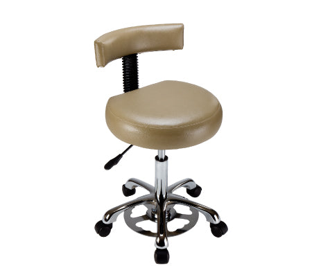 Medical Grade Backrest Rolling Stool with Gas Lift Foot Pedal