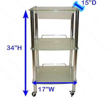 Slim Line Glass Trolly for Esthetics And Facial Treatment Rooms