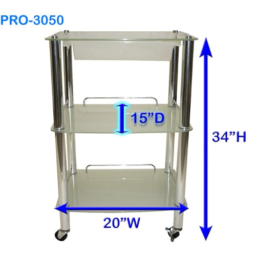 Extra Large Glass Shelf Esthetics Accessory Trolly Cart