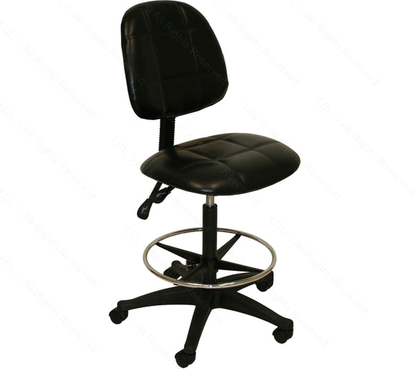 Deluxe Extra Tall High Airlift Stool Wheels Backrest Footring