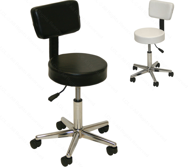 Stool, Pneumatic, Round Seat with Backrest