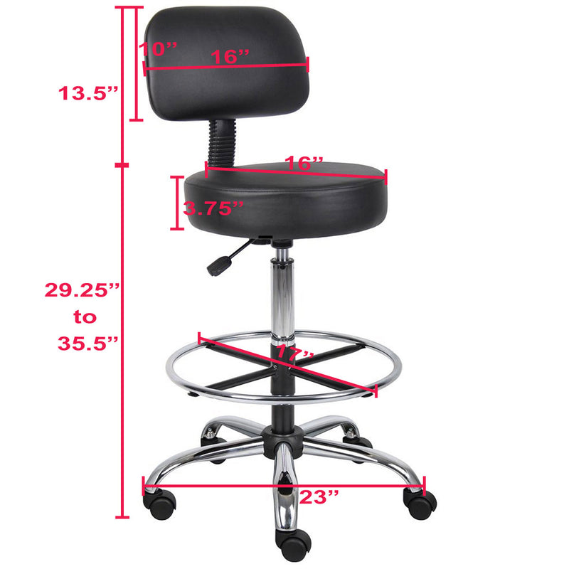 TALL Delux Rolling Stool w- Footrest Ring, Hydraulic Lift Adjustment - Ships for $0.00
