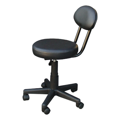 Lower Height PEDICURE STOOL w-Backrest - Pedicure Technician's Stool, Low Height Range.